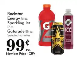 Pavilions Rockstar Energy 16 oz. Sparkling Ice 17 oz. Gatorade 28 oz offer