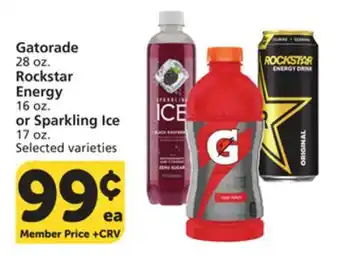 Vons Gatorade 28 oz. Rockstar Energy 16 oz. or Sparkling Ice 17 oz offer