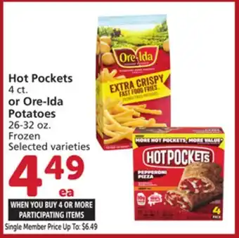 Vons Hot Pockets 4 ct. or Ore-Ida Potatoes 26-32 oz offer