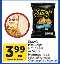 Vons Stacy's Pita Chips 6.75-7.33 oz. or Sabra Hummus 10 oz offer