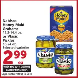 Vons Nabisco Honey Maid Grahams 12.2-14.4 oz. or Vlasic Pickles 16-24 oz offer