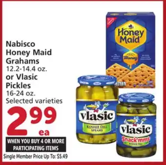 Vons Nabisco Honey Maid Grahams 12.2-14.4 oz. or Vlasic Pickles 16-24 oz offer