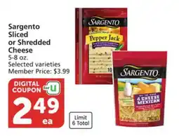 Vons Sargento Sliced or Shredded Cheese offer