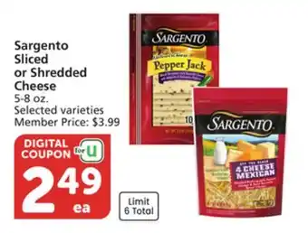 Vons Sargento Sliced or Shredded Cheese offer