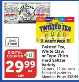 Vons Twisted Tea, White Claw or Topo Chico Hard Seltzer Variety offer