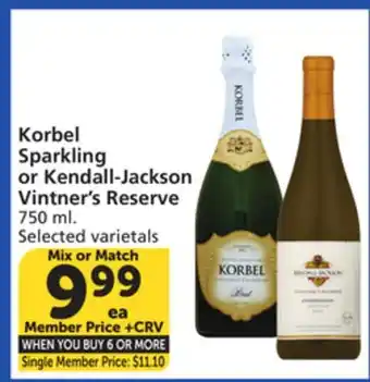 Vons Korbel Sparkling or Kendall-Jackson Vintner's Reserve offer