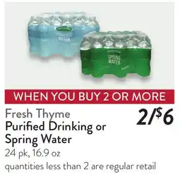 Fresh Thyme Fresh Thyme Purified Drinking or Spring Water offer