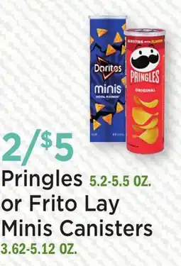 Heinen's Pringles 5.2-5.5 OZ. or Frito Lay Minis Canisters 3.62-5.12 OZ offer