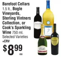 Smart & Final Barefoot Cellars, Bogle Vineyards, Sterling Vintners Collection, or Cook's Sparkling Wine offer