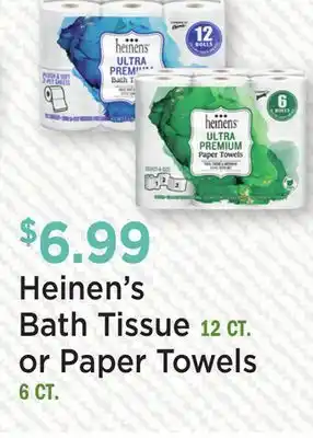 Heinen's Heinen's Bath Tissue 12 CT. or Paper Towels 6 CT offer
