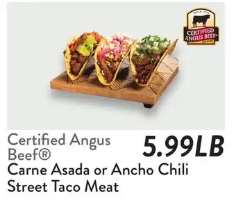 Fresh Thyme Certified Angus Beef Carne Asada or Ancho Chili Street Taco Meat offer
