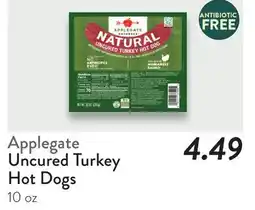 Fresh Thyme Applegate Uncured Turkey Hot Dogs offer