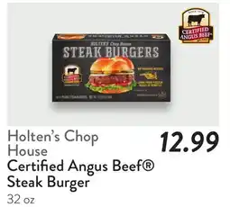 Fresh Thyme Holten's Chop House Certified Angus Beef Steak Burger offer