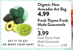 Fresh Thyme Organic Hass Avocados 4 ct Bag offer