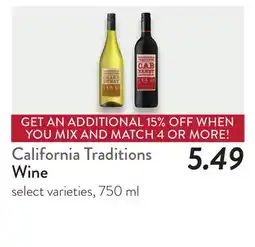 Fresh Thyme California Traditions Wine offer