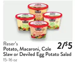 Fresh Thyme Reser's Potato, Macaroni, Cole Slaw or Deviled Egg Potato Salad offer