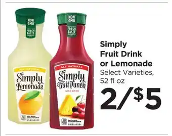 Food 4 Less Simply Fruit Drink or Lemonade offer