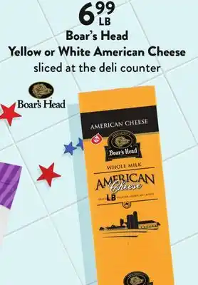 Fresh Thyme Boar's Head Yellow or White American Cheese offer