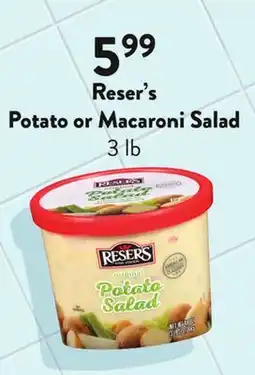 Fresh Thyme Reser's Potato or Macaroni Salad offer