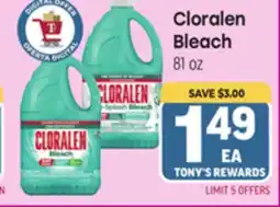 Tony’s Fresh Market Cloralen Bleach offer