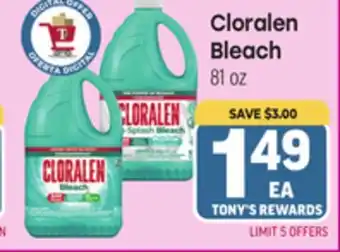 Tony’s Fresh Market Cloralen Bleach offer