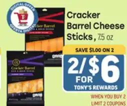 Tony’s Fresh Market Cracker Barrel Cheese Sticks offer