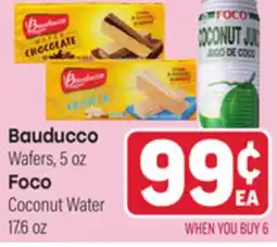 Tony’s Fresh Market Bauducco Wafers, 5 oz Foco Coconut Water 17.6 oz offer