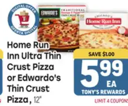 Tony’s Fresh Market Home Run Inn Ultra Thin Crust Pizza or Edwardo's Thin Crust Pizza, 12 offer