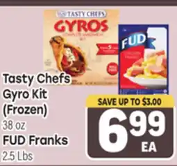Tony’s Fresh Market Tasty Chefs Gyro Kit (Frozen) 38 oz, FUD Franks 2.5 Lbs offer