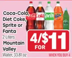 Tony’s Fresh Market Coca-Cola, Diet Coke, Sprite or Fanta 2 Liters, Mountain Valley Water, 33.81 oz offer