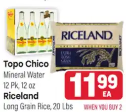 Tony’s Fresh Market Topo Chico Mineral Water 12 Pk, 12 oz Riceland Long Grain Rice, 20 Lbs offer