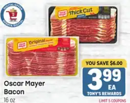 Tony’s Fresh Market Oscar Mayer Bacon offer