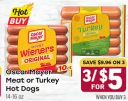 Tony’s Fresh Market Oscar Mayer Meat or Turkey Hot Dogs offer