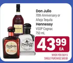 Tony’s Fresh Market Don Julio 70th Anniversary or Añejo Tequila, Hennessy VSOP Cognac offer