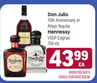Tony’s Fresh Market Don Julio 70th Anniversary or Añejo Tequila, Hennessy VSOP Cognac offer