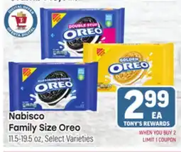 Tony’s Fresh Market Nabisco Family Size Oreo offer