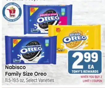 Tony’s Fresh Market Nabisco Family Size Oreo offer