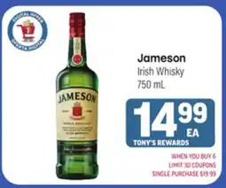 Tony’s Fresh Market Jameson Irish Whisky offer