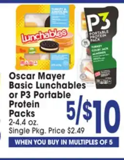 Jewel-Osco Oscar Mayer Basic Lunchables or P3 Portable Protein Packs offer