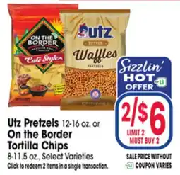 Jewel-Osco Utz Pretzels 12-16 oz. or On the Border Tortilla Chips 8-11.5 oz offer