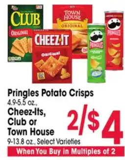 Jewel-Osco Pringles Potato Crisps 4.9-5.5 oz., Cheez-Its, Club or Town House 9-13.8 oz offer