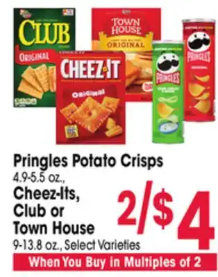 Jewel-Osco Pringles Potato Crisps 4.9-5.5 oz., Cheez-Its, Club or Town House 9-13.8 oz offer