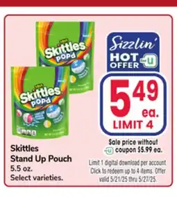 Jewel-Osco Skittles Stand Up Pouch offer
