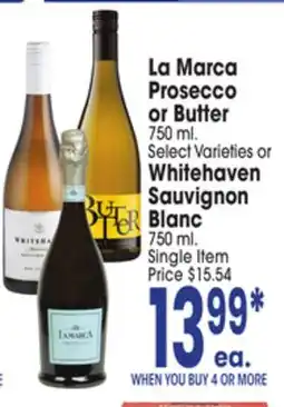 Jewel-Osco La Marca Prosecco or Butter 750 ml. Select Varieties or Whitehaven Sauvignon Blanc 750 ml offer
