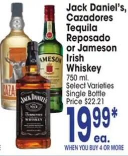 Jewel-Osco Jack Daniel's, Cazadores Tequila Reposado or Jameson Irish Whiskey offer