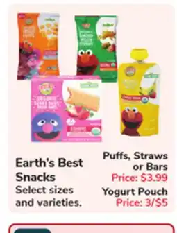 Jewel-Osco Earth's Best Snacks Puffs, Straws or Bars offer