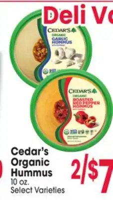 Jewel-Osco Cedar's Organic Hummus offer