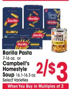 Jewel-Osco Barilla Pasta 7-16 oz. or Campbell's Homestyle Soup 16.1-16.3 oz offer