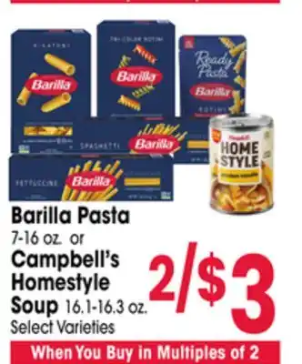 Jewel-Osco Barilla Pasta 7-16 oz. or Campbell's Homestyle Soup 16.1-16.3 oz offer