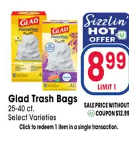 Jewel-Osco Glad Trash Bags offer